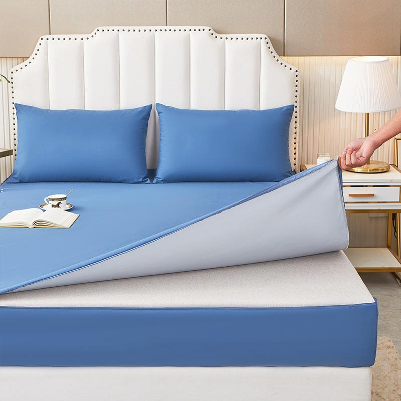 ベッドシーツ 防水 シングル 全周ゴム付き 取り外し可能 洗濯機洗い可 無地 ボックスシーツ マットレス..