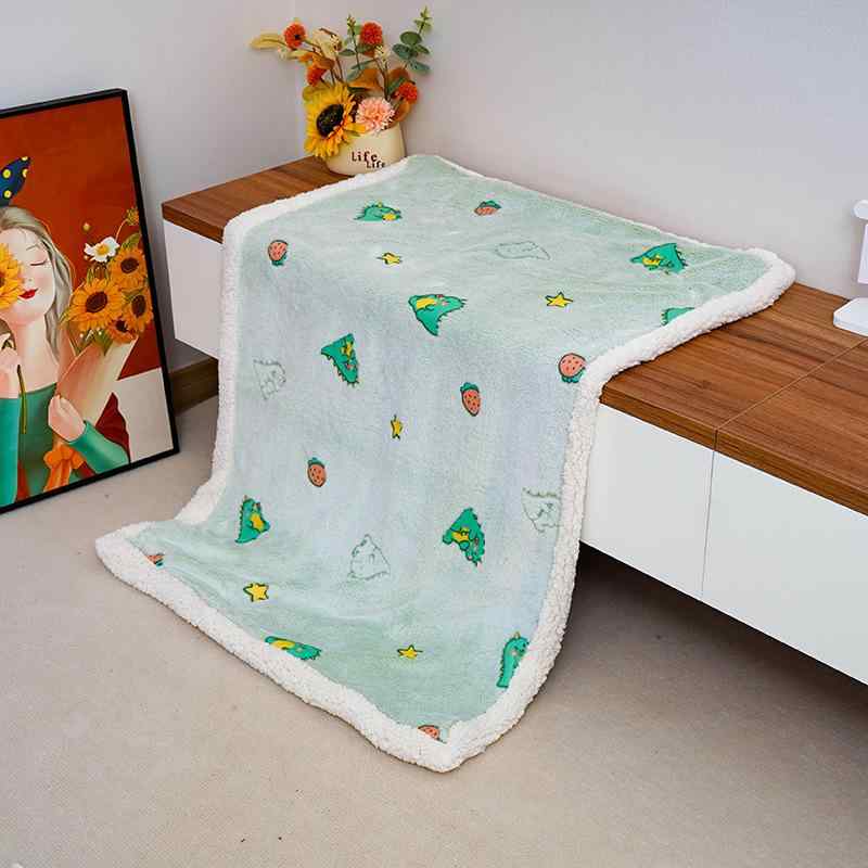 ペット用毛布 犬 猫 マット 寝具 ブランケット 厚手 夏用 エアコン対応 刺繍 かわいい 黄色い犬 青いア..