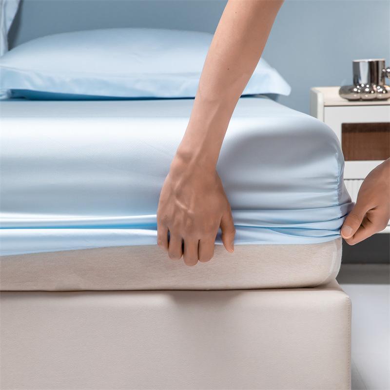 ベッドカバー ベッドシーツ シングル セミダブル ダブル 天丝 接触冷感 無地 マットレス保護カバー 防塵 薄霧グレー 初荷ピンク シャンパンカラー 煙豆青 空色 パールグリーン