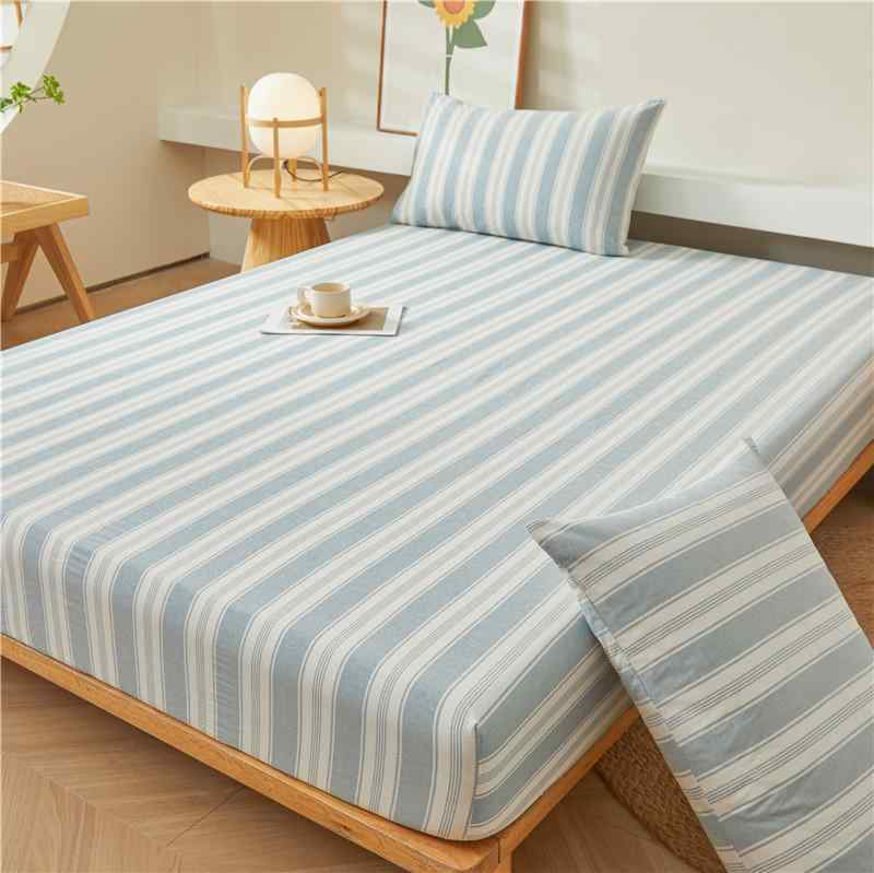 ベッドカバー レディース 全綿 シーツ ベッドマットレス保護カバー ストライプ柄 幾何学模様 90 120 13..