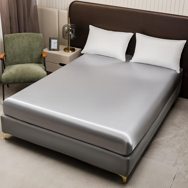 ベッドシーツ 枕カバー セット 寝具 接触冷感 サテン 無地 宝藍色 ブラック ワインレッド ダークグリー..