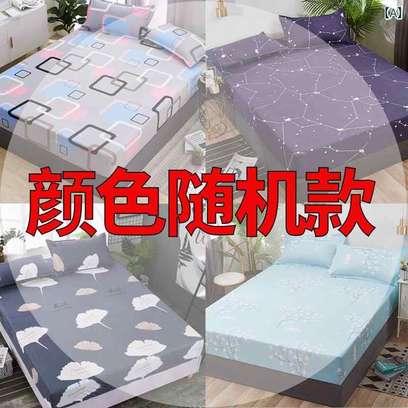 ベッドカバー シングルサイズ 洗えるコットン ベッドシーツ マットレスカバー 寝具 3点セット 90x200cm 美好时光 ブラック ピンク ブル...