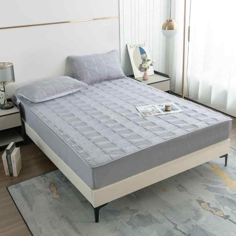 ベッドカバー シングル ベッドシーツ 綿 ウォッシュキルト 防ダニ 厚手 ずれ防止 マットレスカバー 家庭用 寝具 幾何学模様 格子柄 春夏秋冬