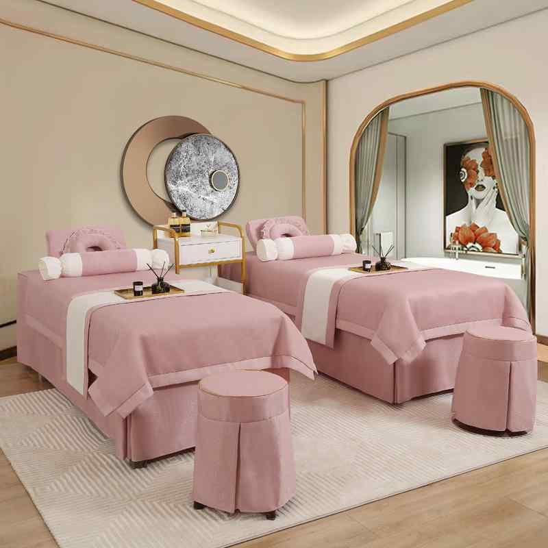 ベッドカバー エステサロン 理容院 マッサージ スパ 施術 ベッドシーツ セット 無地 豪華感 寝具 枕カ..