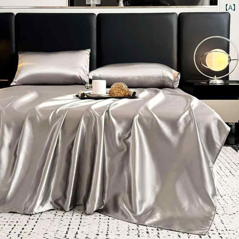寝具 ベッドシーツ 接触冷感 再生繊維 無地 シングル セミダブル ダブル クイーン シルバーグレー 静寂..