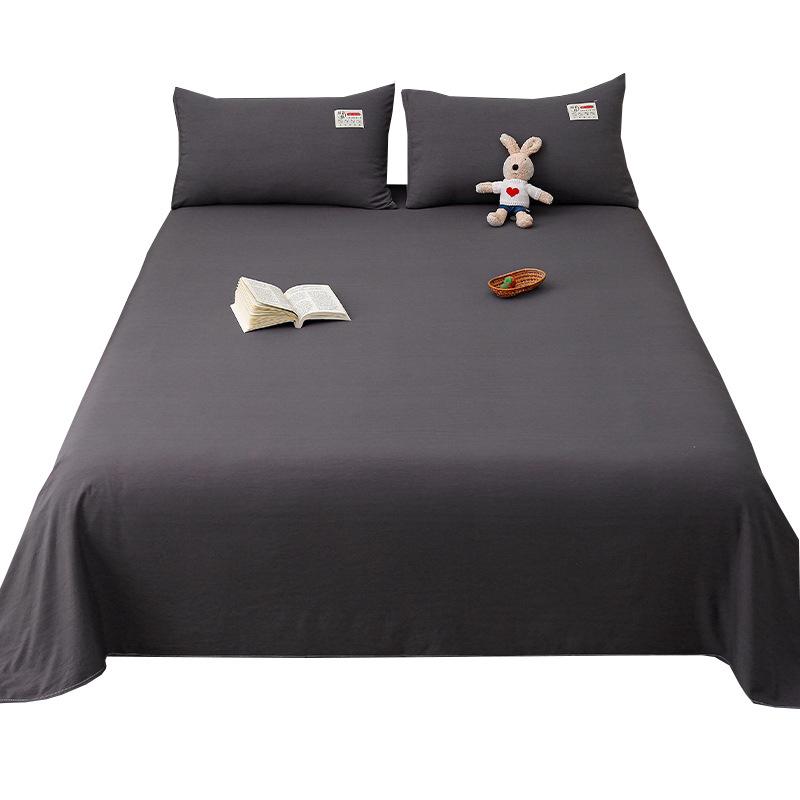 ベッドシーツ シングル 水洗い綿 無地 シンプル 春夏 学生 寮 ベッド用品 120 160 200 230 250cm 深灰 ..
