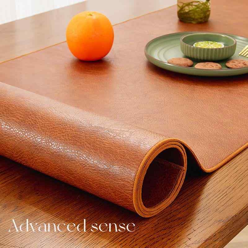 テーブルクロス デスクマット 厚手 牛革風 食卓カバー 防水 防油 ストライプ柄 ダークブラウン ライトブラウン オフホワイト 北欧風