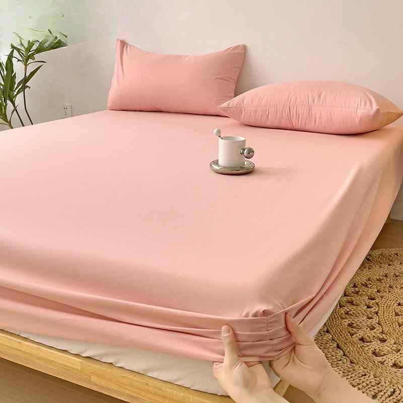 ベッドカバー シングル ベッドシーツ 水洗いコットン 全周ゴム付き 防滑 シーツ セット 寝具 梅子ピン..