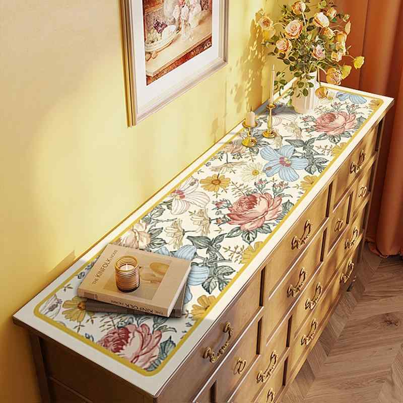 テーブルクロス シューズラック用 防水 防油 玄関マット ダイニングキャビネット用 台マット 長方形 植物 花柄 30*90CM 30*120CM 30*140CM 40*120CM 40*140CM 40*160CM 40*180CM 40*200CM
