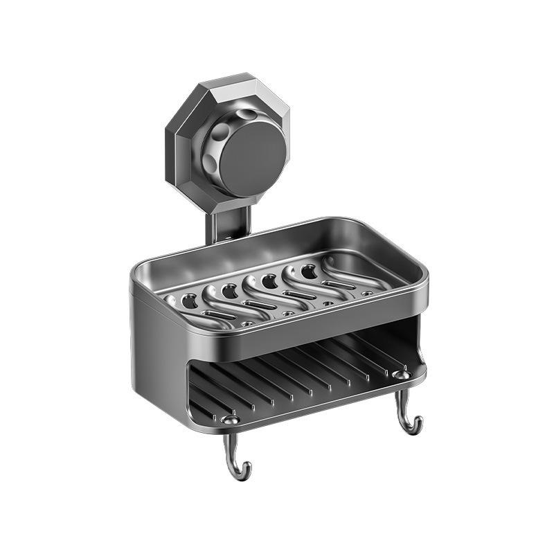 石鹸ケース レディース メンズ 壁掛け式 吸盤 水切りトレー付き ソープディッシュ 浴室 洗面所 収納