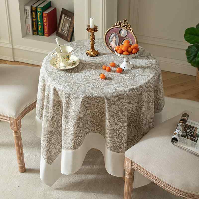テーブルクロス 綿麻 布艺 美式 レトロ 田園風 リビング 豪華感 正方形 ティーテーブル カバー 食卓テーブル テーブルクロス 140 140cm 防塵 美化装飾