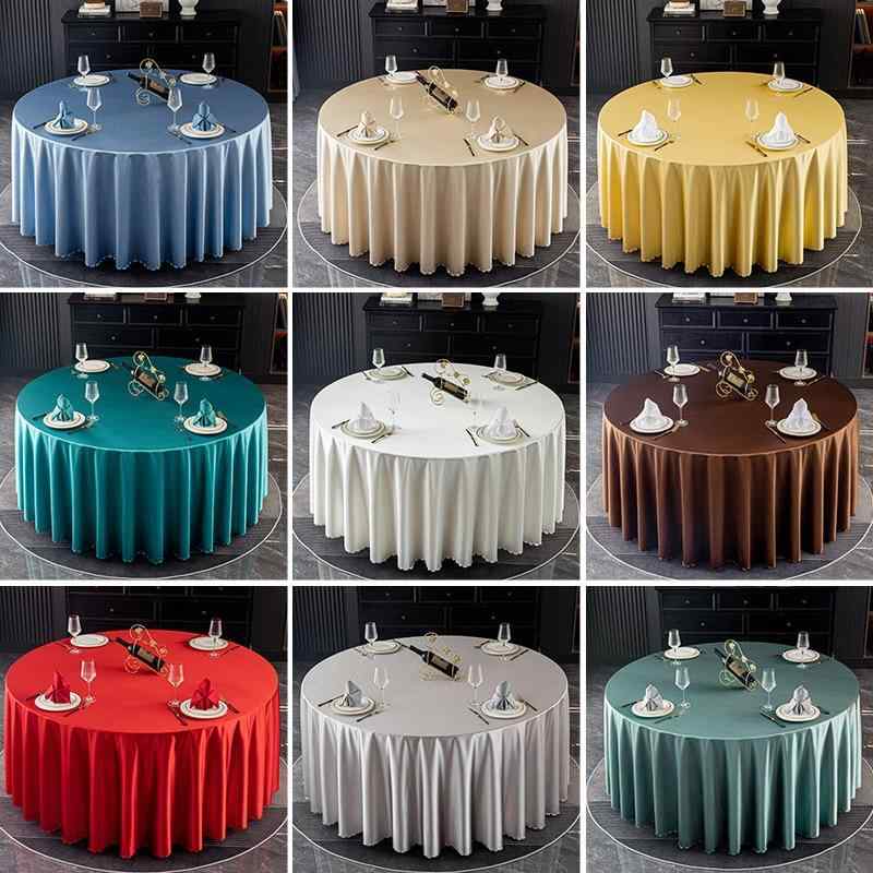 テーブルクロス 大判 円形 厚手 布製 豪華感 レストラン用 円卓用 テーブルカバー シャンパンカラー 米白 空色 青グレー コーヒー色 孔雀藍色 ワインレッド ゴールド グレー 大紅色 白 紺色 青リンゴ色