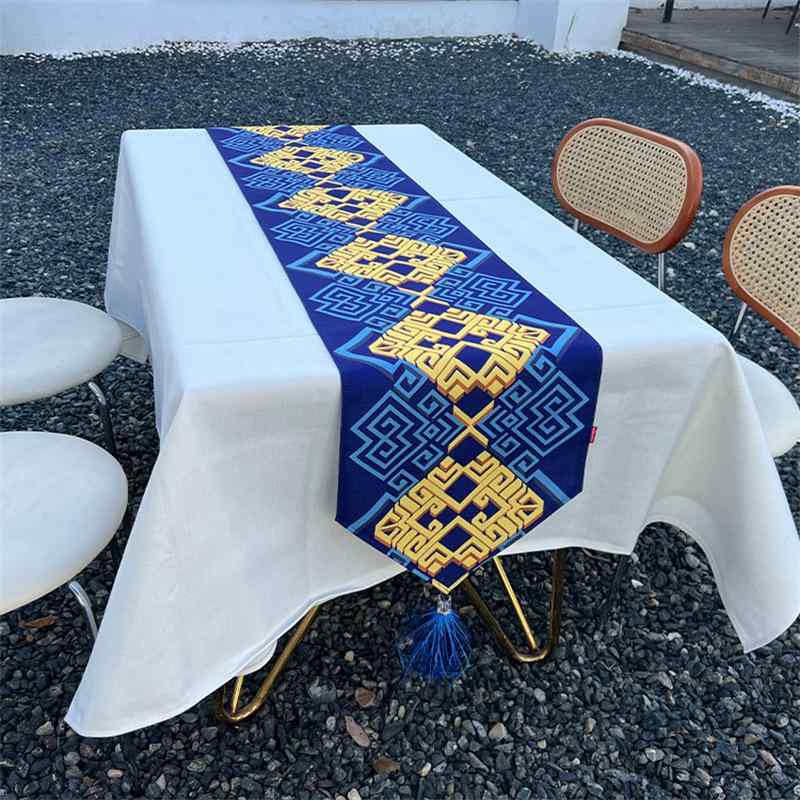 テーブルクロス 綿麻テーブルランナー 北欧風 ティーテーブルマット 長方形 厚手 食卓カバー 家庭用(x2)