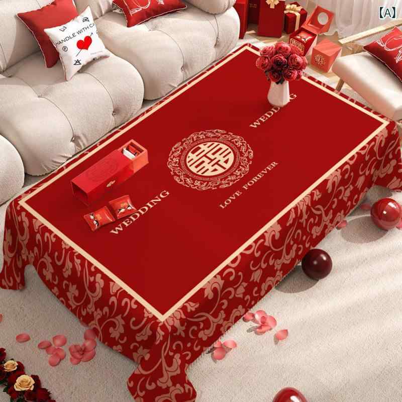テーブルクロス 大判 結婚式 エンゲージメント 赤 リビング センターテーブル 婚礼 絨布 長方形 正方形..