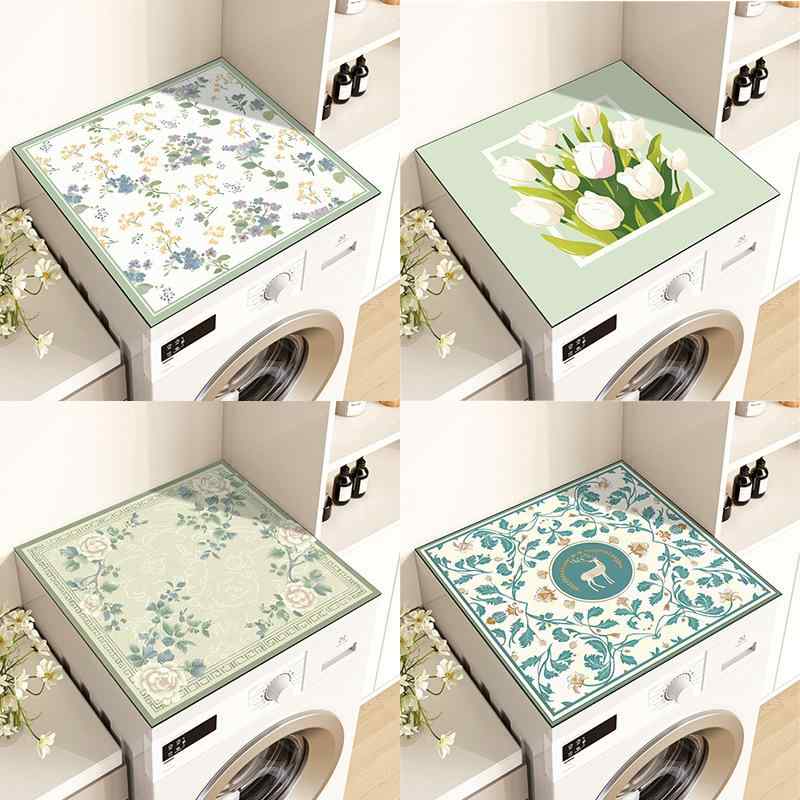 テーブルクロス デスクマット 珪藻土 洗濯機 置き台 マット 吸水 速乾 防塵 冷蔵庫 電子レンジ 断熱マット 正方形 キュート かわいい 花柄