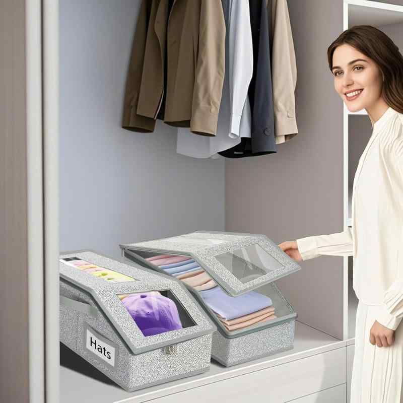 帽子 収納ボックス レディース メンズ キャップ 野球帽 防塵 折りたたみ スタッキング 大容量