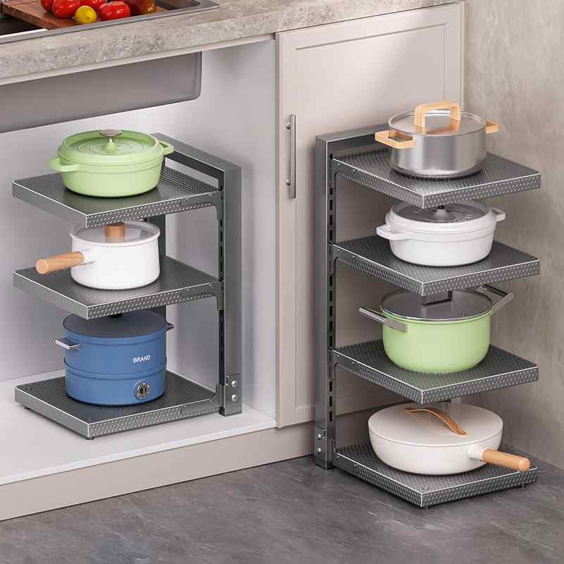 キッチン収納 シンク下収納 ラック 多機能 調味料ラック 鍋置き棚 食器棚 2段 3段 4段 5段 7段 ブラッ..