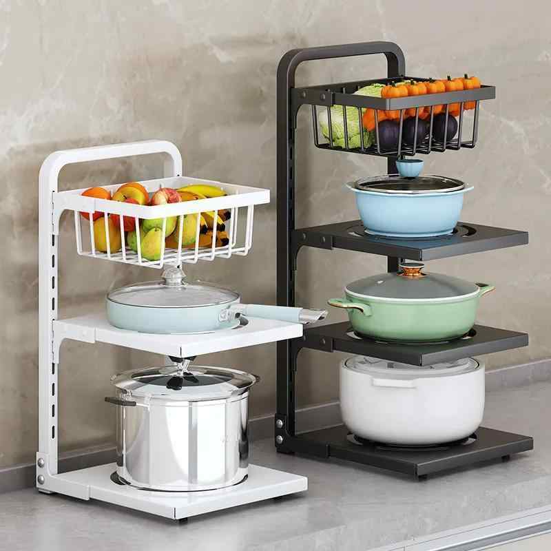収納ラック キッチン 多層 シンク下 ストッカー 鍋 調味料 フルーツ バスケット 棚 2段 3段 4段 5段 黒..