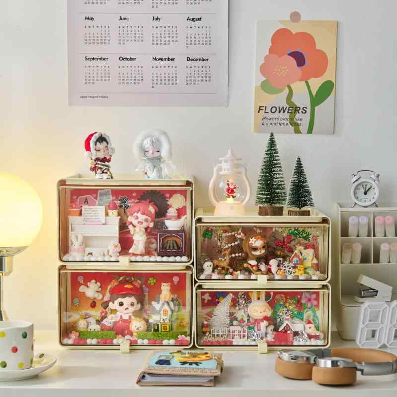 小物入れ レディース メンズ 卓上 ドール おもちゃ コスメ 収納ケース 蓋付き 防塵 重ね置き 大容量