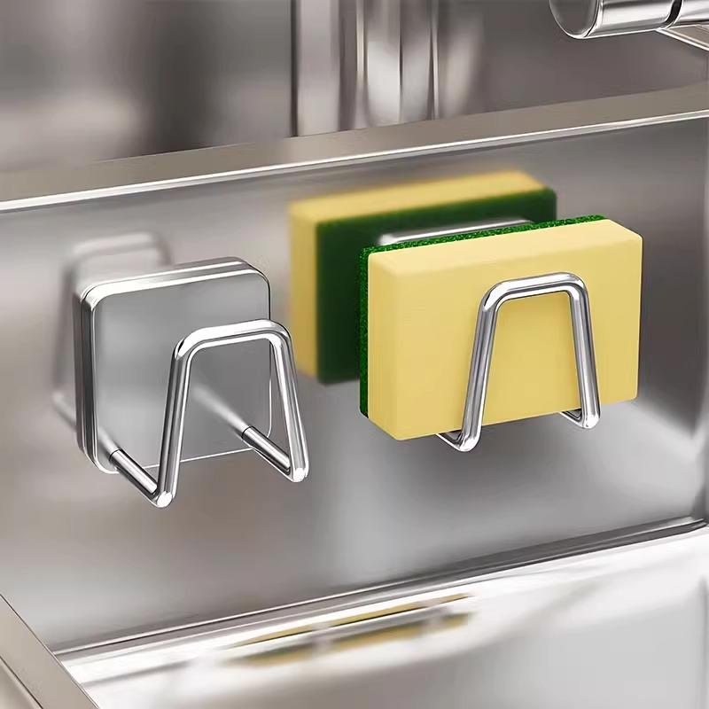壁掛け スポンジラック ステンレス製 たわし入れ 鍋蓋ホルダー キッチン収納 多用途