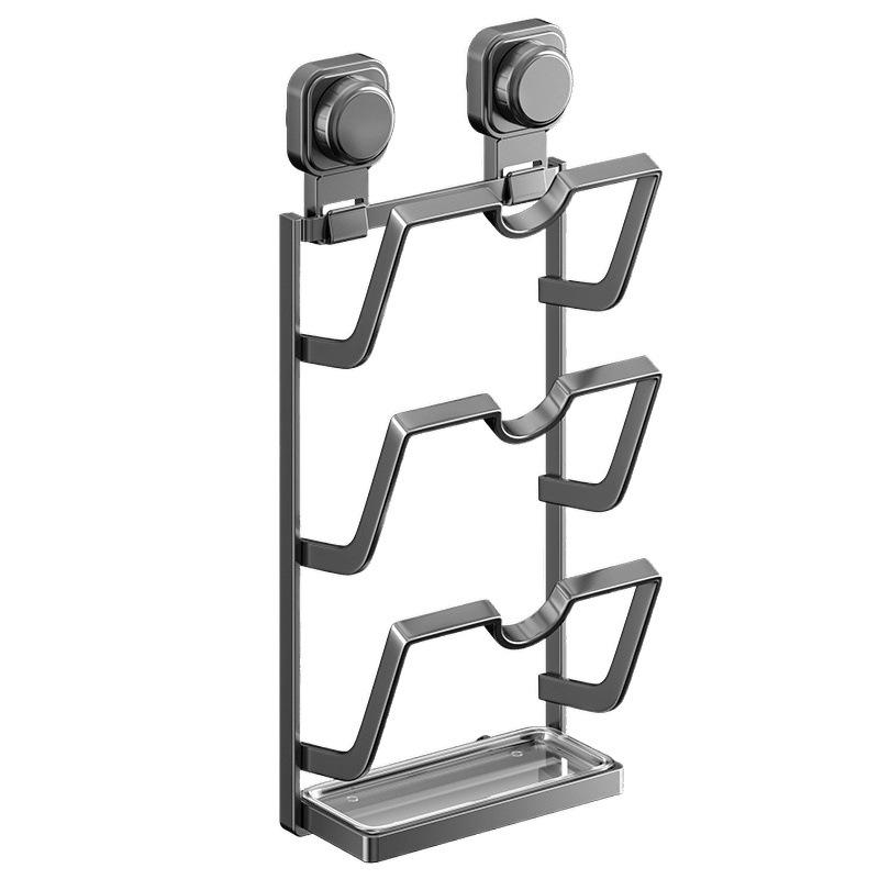 鍋蓋ラック レディース 壁掛け式 鍋蓋スタンド まな板スタンド 2段 3段 キッチン収納 炭素鋼 ABS樹脂 ..