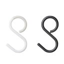 フック キッチン バスルーム 寝室 S字型 落下防止 穴あけ不要 多機能 白 黒(x2)