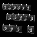 フック 強力粘着 壁掛け 6連 透明 水晶 キッチン 浴室 収納 コーナー 免釘 無痕 穴あけ不要 吊り下げ(x2)