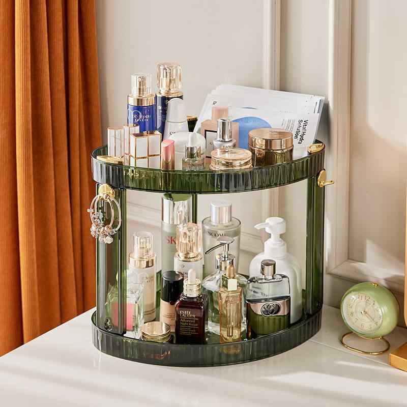 調味料ラック レディース メイクボックス 2段 透明 化粧品収納ラック デスク上置き棚 スキンケア用品収..