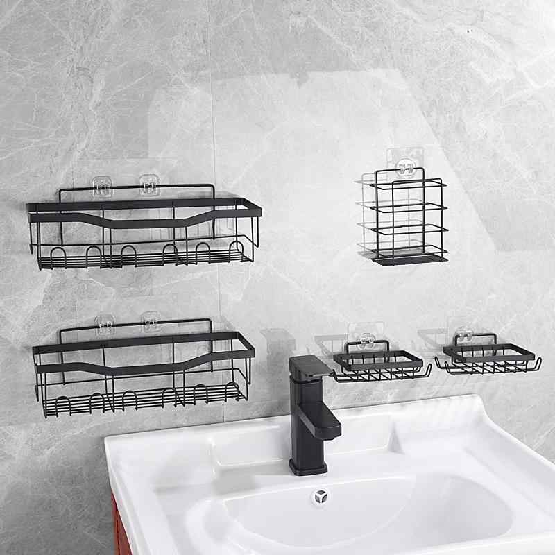浴室 ラック レディース メンズ 壁掛け式 鉄製 収納棚 石鹸 歯ブラシ ホルダー 付き 賃貸 おしゃれ 大容量 防水 防錆 キッチン 洗面所