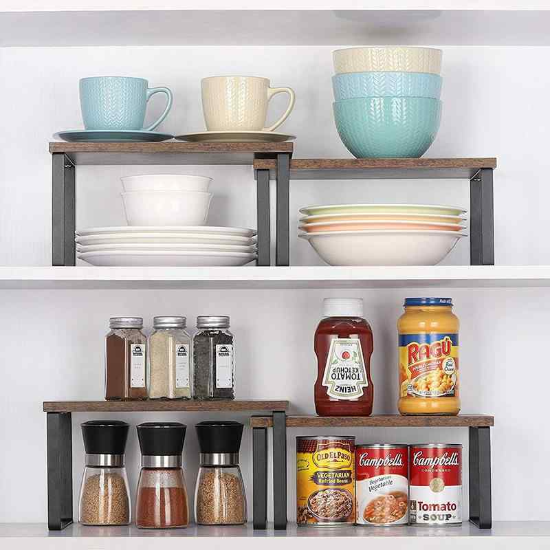 キッチン収納棚 レディース メンズ スパイスラック 調味料ラック 木製 卓上 伸縮式 調味料棚 2段 炭焼 ブラック 竹色 黒白 多用途