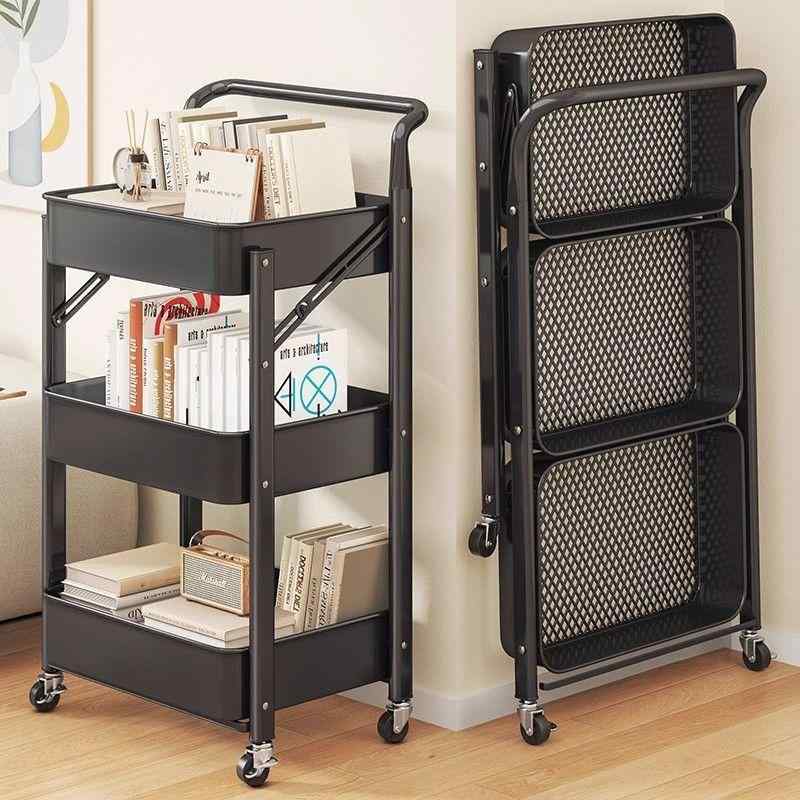 キッチンワゴン レディース メンズ 3段 折りたたみ式 キャスター付き 炭素鋼 ストッカー ランドリーラック 隙間収納 スリムラック 調味料ラック ツールワゴン...