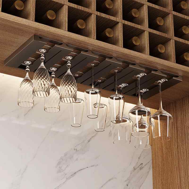 カップラック 不锈钢 ワイングラスホルダー 吊り下げ収納ラック 水切りラック 壁掛け棚 枪グレー キッ..