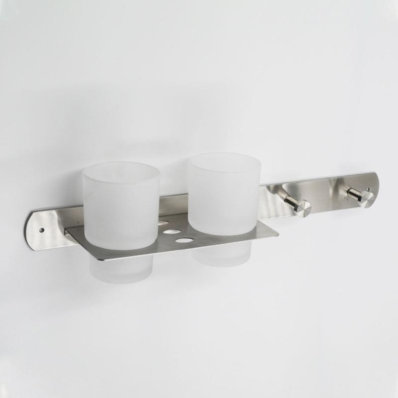 コップスタンド 歯ブラシホルダー フック付き ステンレス 浴室 壁掛け 収納 304ステンレス ブラッシュ..