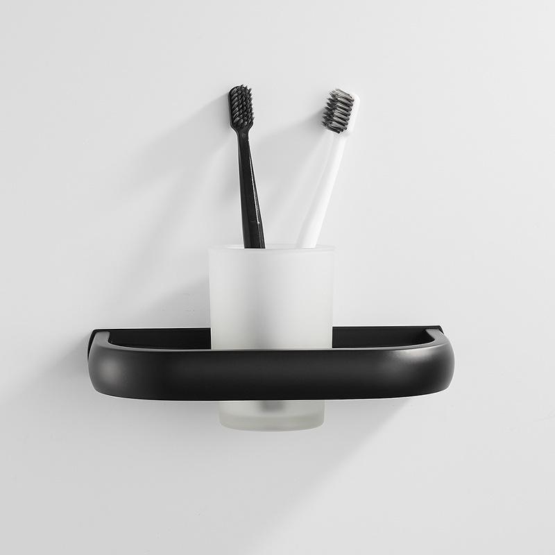 コップホルダー 壁掛け ラック ステンレス製 歯ブラシ置き 浴室 洗面所 収納 ブラック(x2)