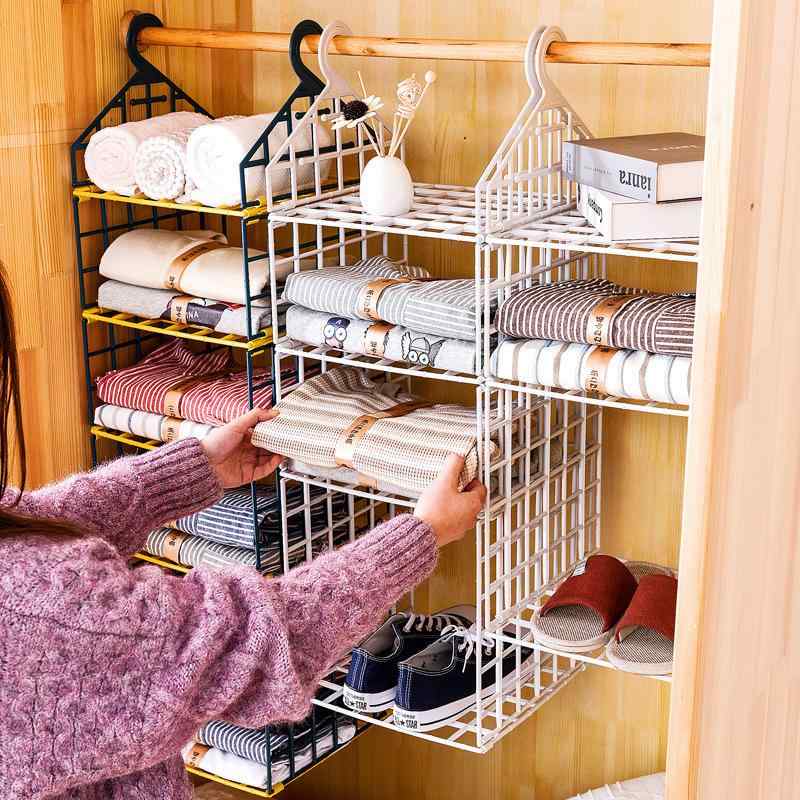 収納ラック クローゼット収納 吊り下げ式 寝室用 整理棚 内部収納 クローゼット仕切り ハンギング収納 無地 多層 フック式