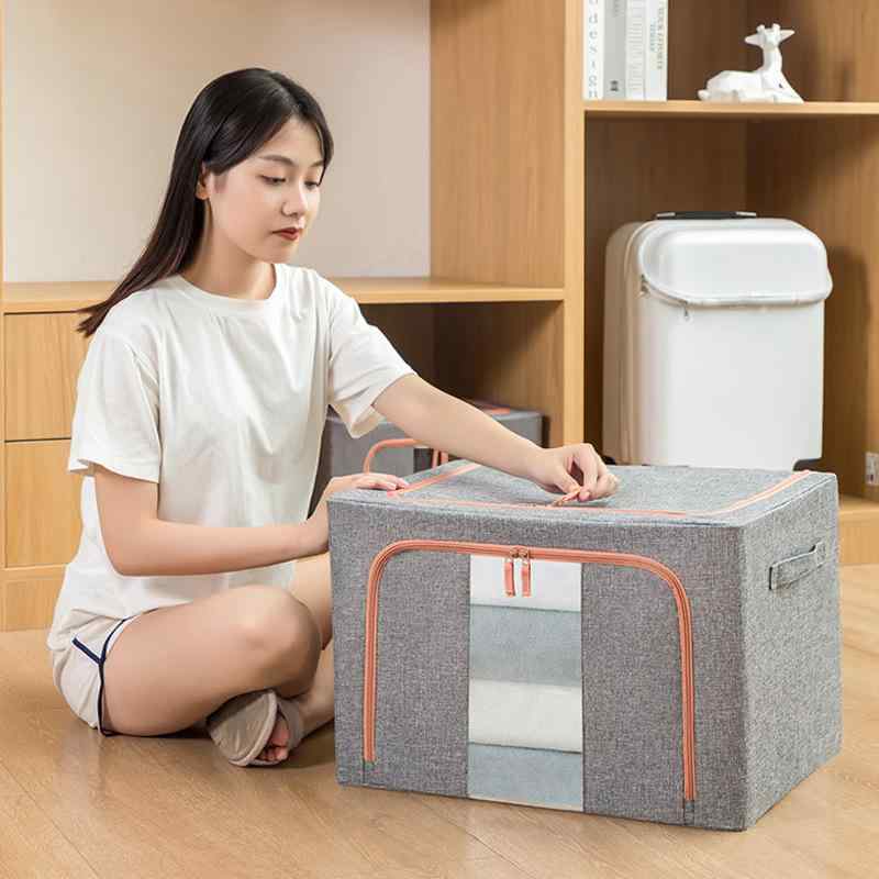 収納ボックス レディース メンズ 布製 大容量 折りたたみ 蓋付き 衣類 おもちゃ 雑貨 寝室 クローゼット 整理 おしゃれ 綿麻 90L 100L ネイビー ベージュ グレー ブルー グリーン