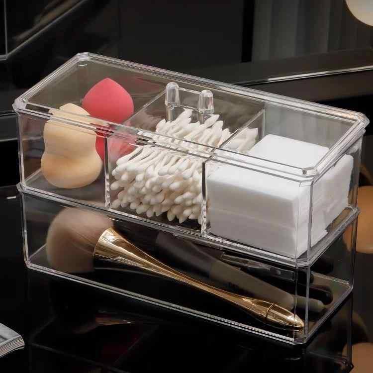 メイクボックス ふた付き 綿棒ケース コスメ収納 美容グッズ 化粧コットン パフ メイク道具 小物入れ ..