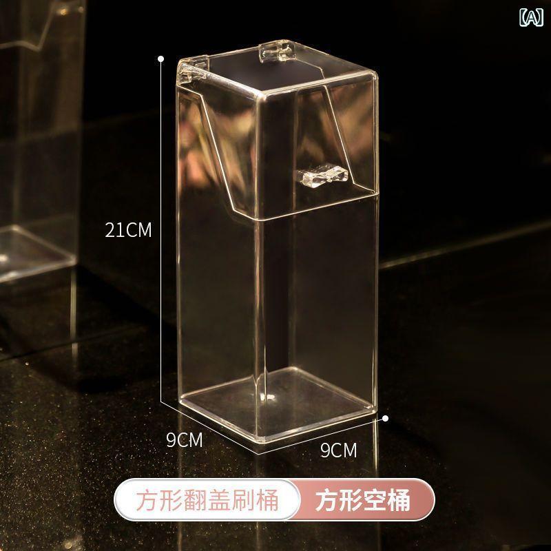 ペン立て レディース アクリル製 透明 シンプル 四角 大容量 卓上収納 文房具 メイクブラシ アイブロウ..