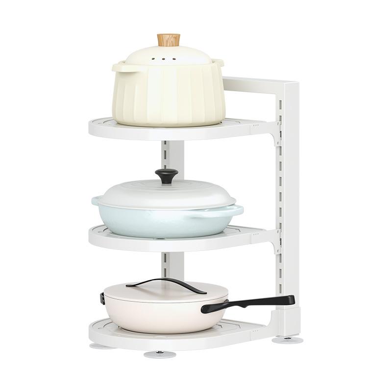 キッチン収納棚 鍋ラック 鍋置き棚 キャビネット内収納 シンク下収納 360°回転 調味料ラック 炭素鋼 多..