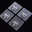 フック 強力粘着 透明フック 壁掛けフック 穴不要 浴室 キッチン 傷つけない 収納フック(x2)