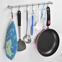 壁掛けフック ステンレス製 7連 ドアフック タオルハンガー キッチン 浴室 収納ラック 穴あけ不要 壁掛け式 省スペース おしゃれ(x2)