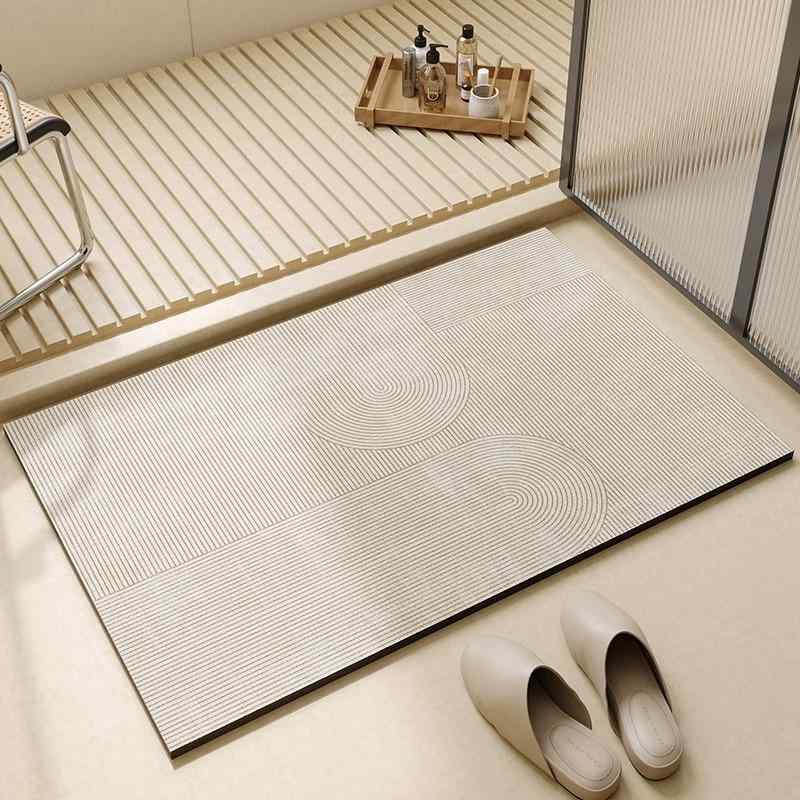 マット レディース U字型 珪藻土 バスマット 浴室 トイレ 防滑 吸水 速乾 衛生的 ストライプ 幾何学模..
