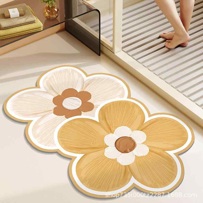 玄関マット バスマット 珪藻土 吸水 速乾 滑り止め 浴室 足拭きマット おしゃれ かわいい 花柄 40 60cm..