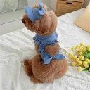 ペット服 レディース 小型犬 猫 春夏 Tシャツ デニム ベスト 帽子付き コットン混紡 公主 かわいい ピンク系 イエロー グリーン ブルー
