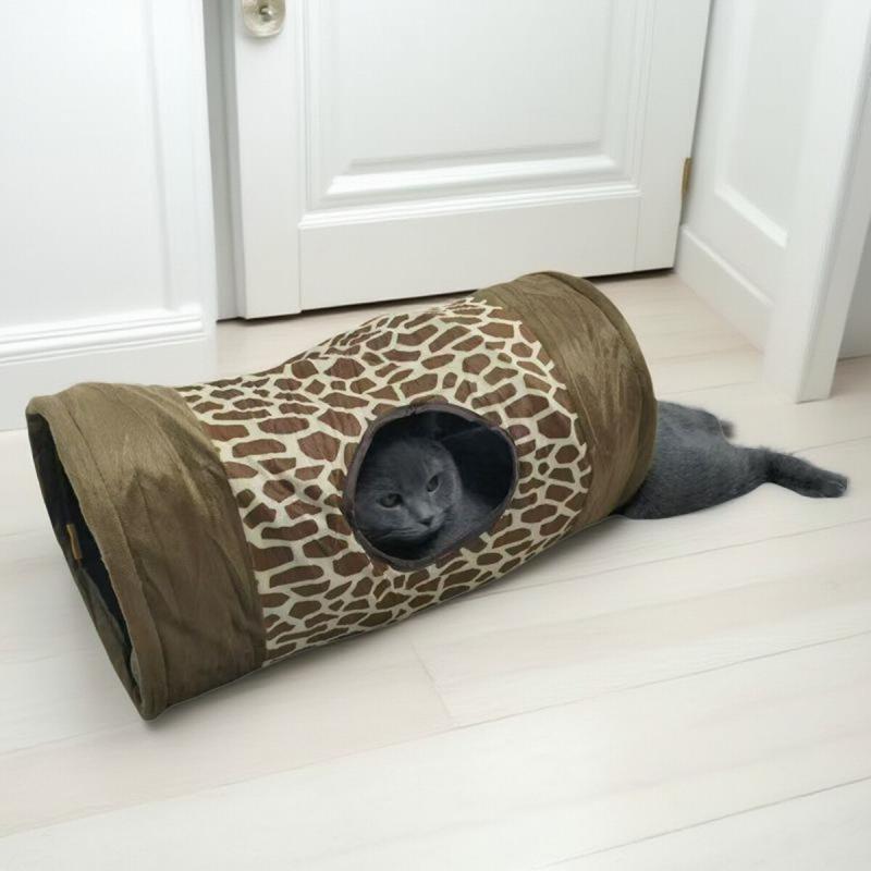 猫 トンネル おもちゃ ペット用品 鹿柄 ゼブラ柄 折りたたみ式 猫用 tunnel 遊び道具 室内 運動不足解消 ストレス解消 ブラウン ブルー(x2)