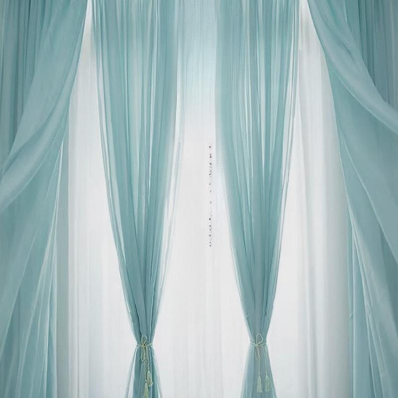 カーテン 薄手カーテン チュール レース 紗 遮光 エレガント パステルカラー 寝室 リビング ベランダ ..