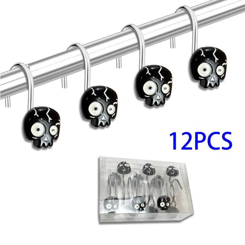 カーテンフック ハロウィン イースター バスルーム用カーテンフック 金属製 白 赤 紫色 黒 東南アジア 北米 ドア装飾(x2)