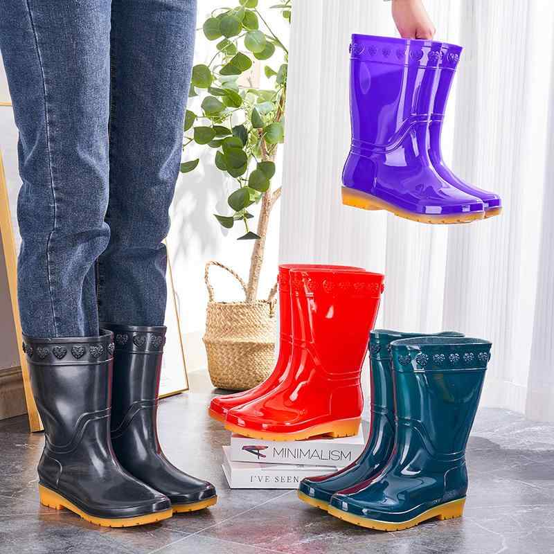 レインブーツ レディース 中筒 防水 撥水 長靴 ラバーシューズ ワークシューズ 防寒 あったか 裏起毛 婦人靴 作業用 普段使い 大人かわいい ブラック ピンク系