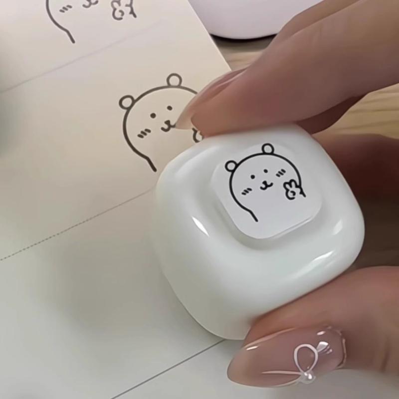 印鑑 レディース かわいい ミニ 手帳 日記 DIY デコレーション 素材 クマ 熊 クリーム(x2)