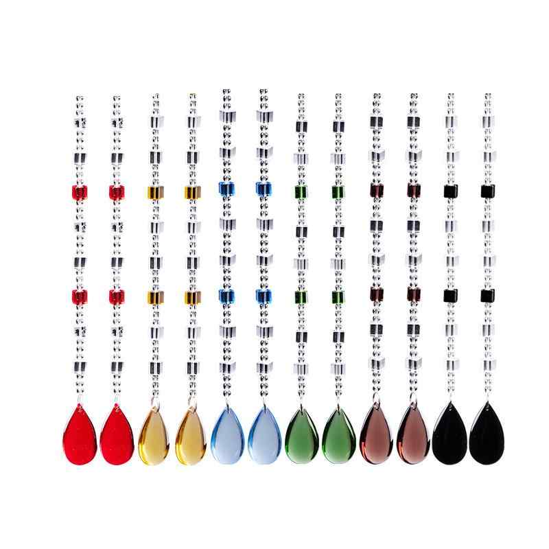 珠暖簾 クリスタル モダン 25本 レッド ブラック系 ブルー グリーン系 幅1mまで 琥珀色 コーヒー色